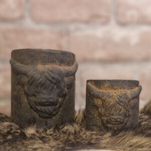 Stenen waxinelicht houder, Hert & schotse hooglander